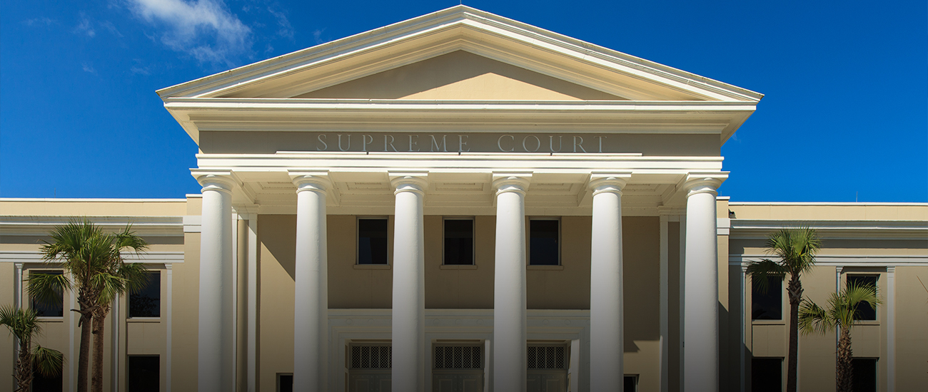 A stately building front with prominent columns